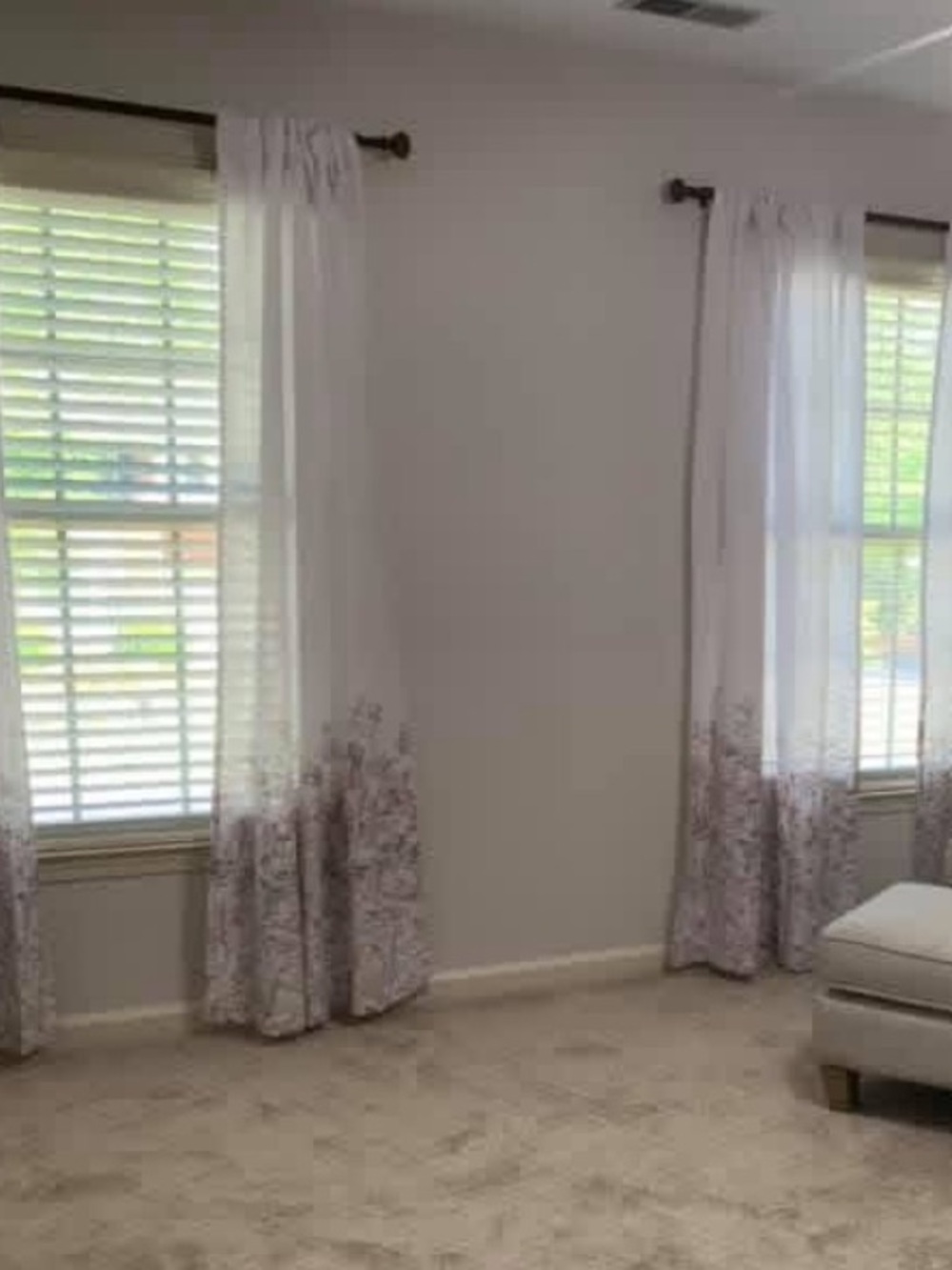 White Curtains with Floral Blush & Gray - Home Accents set of 4